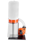 Beast 1200 CFM Dust Collector With 2.5 Micron Vortex Cone, 2.0HP Sawdust System with clear dust and filter bags, front view