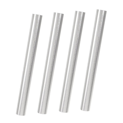 Four aluminum tubes from the 16 Piece Aluminum Tent Pole Repair Tube Connector Kit For Snappy Pole Fixes And Lightweight Camping Accessory For Dome Cabin Tents Perfect For Camping Trips And Easy Assembly.