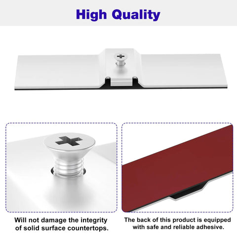 Dishwasher Mounting Bracket Kit For Granite And Solid Surface Counters, showing adhesive back and metal screw detail, 2 pack.