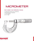 Outside Micrometer With One Piece Spindle Satin Chrome Finish And Tapered Frame Quick And Easy Adjustment 0 To 1 Inch Range.0001 Inch Graduation