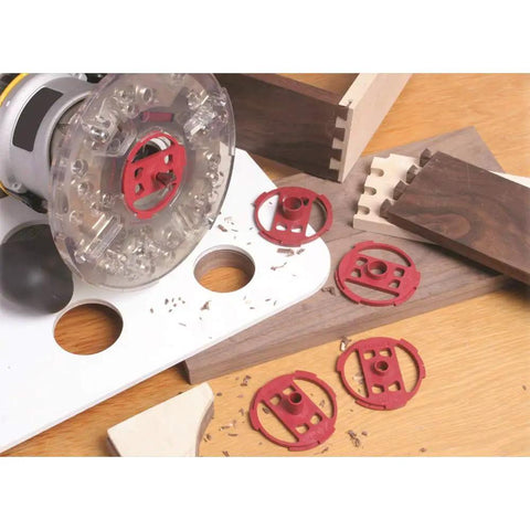 Medium Router Base Plate And Bushing Set Pro Grade With Turn And Lock for precise template routing in woodworking setup