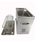 Top Notch Portable Ultrasonic Cleaner Tank Cuts Through Grime On Eyeglasses Sunglasses And Vinyl Albums With Digital Warmth, featuring stainless steel tank and basket.