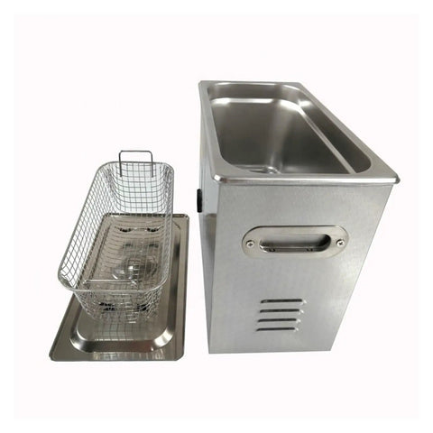 Top Notch Portable Ultrasonic Cleaner Tank Cuts Through Grime On Eyeglasses Sunglasses And Vinyl Albums With Digital Warmth, featuring stainless steel tank and basket.