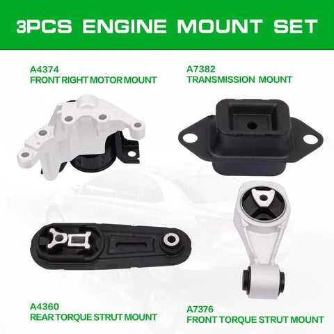 Beefed-Up Nissan Sentra Engine And Transmission Mount Kit Set Of 4 For 2013 2019 1.8L L4 Auto CVT Replaces OE Mounts