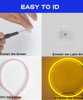 Neon LED Strip Lights 16.4ft 6500K White Flexible Waterproof Silicone Cuttable DIY installation guide with included tools