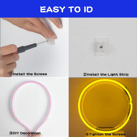 Neon LED Strip Lights 16.4ft 6500K White Flexible Waterproof Silicone Cuttable DIY installation guide with included tools