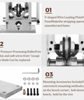 GFSGHZZ Handheld Wire Stripping Machine For Copper Cable features V-shaped wire leading plate and high-pressure processing roller.