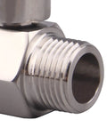 Close-up of 3/8 Inch NPT Male to Male Stainless Ball Valve with SUS316 body and double seal system for plumbing