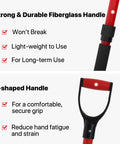 Beefy 44 Inch Heavy Duty Pitch Fork With Fiberglass Handle shown with strong, durable, lightweight D-shaped handle for comfortable grip