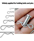 R Clips Split Cotter Pins Kit 24 Pack Stainless Steel Zinc Plated Retaining Pins For Lock Systems And Hitch Applications Heavy Duty Hardware Set For Automotive Tools And Home Garage Use, R clip on pin