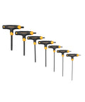 7 Piece Metric T Handle Ball End Hex Key Set With Alloy Steel Construction Chamfered Ends For Easy Insertion Comfort Dual Material Grip