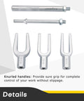 5 Piece Pickle Fork Ball Joint Separator Set For Cars And Light Trucks Heavy Duty Fork Type Separator Kit shown with interchangeable forks
