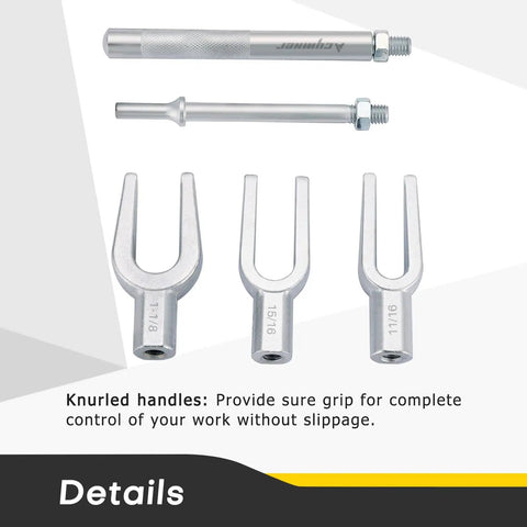5 Piece Pickle Fork Ball Joint Separator Set For Cars And Light Trucks Heavy Duty Fork Type Separator Kit shown with interchangeable forks