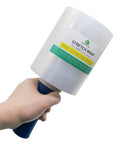 Clear Industrial Stretch Wrap Film 5 Inch By 1000 Feet Two Pack With Handles for Moving and Packing Heavy Duty Plastic Wrap in hand