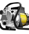 Heavy Duty 1.6HP Electric Water Transfer Pump 110V Shallow Well Pressure Booster with metal housing and yellow motor, ideal for yard cleanup.