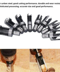 Top Shelf Eight Piece Cork Drill Bit Set High Carbon Steel Wood Plug Cutter, sizes ranging from 6mm to 16mm for precise wood cutting.