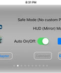 Configurable Auto On Off Bluetooth Low Energy OBD II Car Diagnostic Tool for iOS interface showing settings options