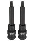 Two Piece M6 Triple Square Bit Socket Set 100mm Length 3.94 Inches One Half Inch Drive Extension For Impact Power Nut Driver Bits S2 Steel Black Finish Great For Automotive Repairs And Heavy Duty Projects