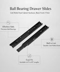 Ball Bearing Drawer Slides For Smooth Glide In Cabinets, Cold Rolled Steel With Durable Black Finish, Heavy Duty Cabinet Hardware