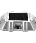Solar LED Driveway Lights 16 Pack With Switch Waterproof Outdoor Pathway Markers in aluminum with solar panel top view