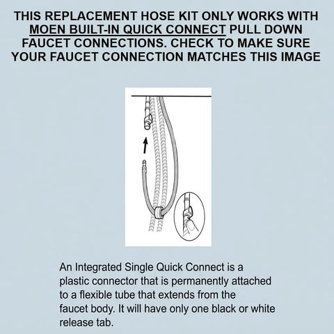 Diagram of Moen quick connect compatible with Replacement Hose Service Kit For Pulldown Kitchen Faucets With 68 Inch Hose.