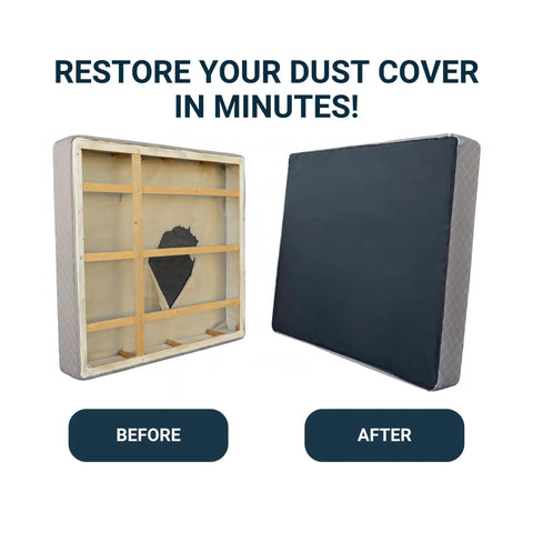 Upgrade Your Setup With This Queen Box Spring Dust Cover And Mattress Foundation Protector Skirt 60 By 80 Heavy Duty Cambric Fabric Keeps All That Dust Outta Your Space Real Talk Tough Gear before and after comparison of mattress with dust cover.