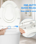 Hassle Free Quick Swap Elongated Toilet Seat With Built In Toddler Potty Chair And Silent Soft Close Hinges with quick release feature.