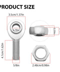 Two Piece Five Eighths Inch Chromoly Heim Joints Rod End Kit For Panhard Rods And Steering Suspension Traction Bars Durable Coated 0.625 Inch Joints For Off Road Builds size diagram