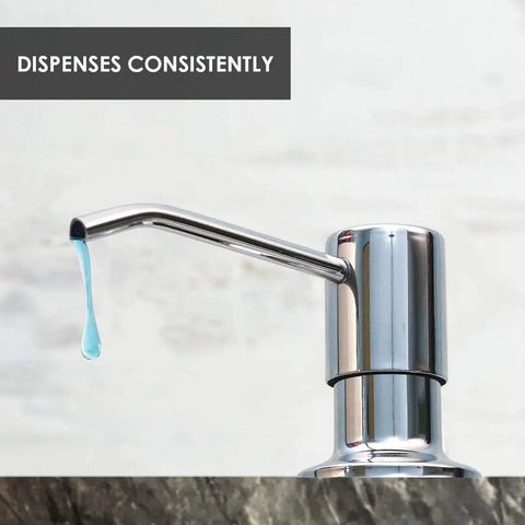 Built In Kitchen Soap Dispenser For Sink In Stainless Steel With Brushed Nickel Finish, Durable Pump Replacement showing soap droplet