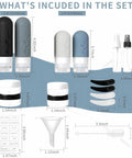 Image of Must Have 18 Pack Travel Bottles Set With TSA Approved Silicone Containers, includes 3 oz and 2 oz bottles, cream jars, funnels.