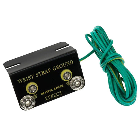 ESD Wrist Strap Ground Cord For Workstations, Bench Mounted, 1.8 Meter Length, Ring Terminal End, black bracket, green cable