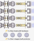 Set Of 4 No Fuss Satin Nickel Privacy Door Knobs With Adjustable Latch Fits Standard Backsets For Bedroom And Bathroom Doors