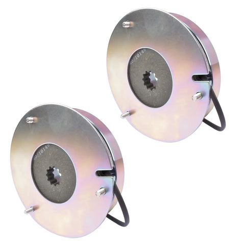 Heavy Duty Electric Brake Kit Two Pack For JLG Vertical Mast Lifts Seamless 7024772 Replacement close-up view of brake assemblies.