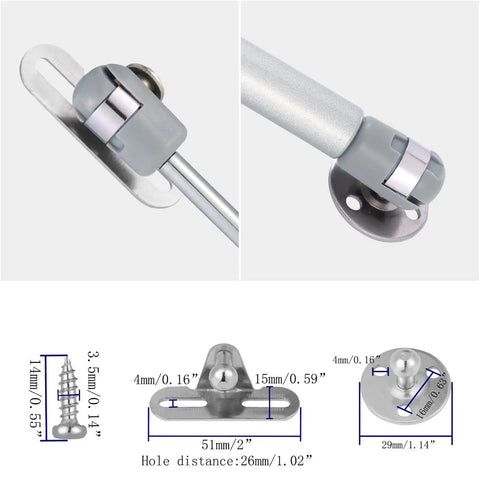 Two Pack 100N Gas Spring Cabinet Lift Hinge With Soft Open And Gentle Close, Rugged Stainless Steel Door Buffer Support display