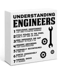 Funny Engineering Desk Sign for Engineers, Developers, Mechanics, and Tech Nerds, Geeky Gift for Home Office Decor, Wooden Plaque with Clear Typography and Images, Understanding Engineers 5x5 Inch Desk Decoration