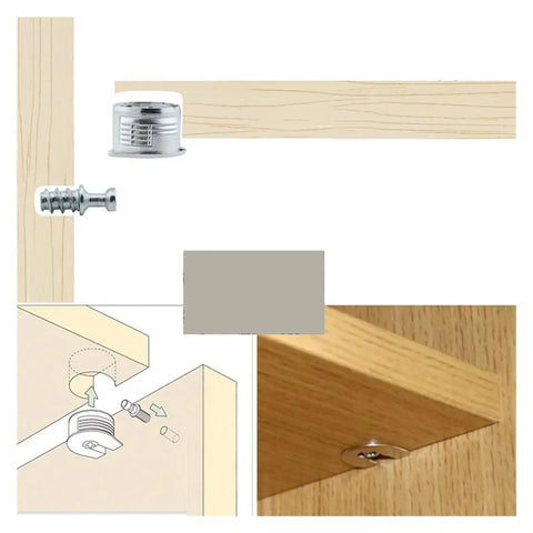 Two Piece Cam Lock Pins Kit 100 Pack Built In Cabinet Shelf Supports And Brackets For Easy No Sweat Furniture Assembly