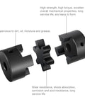 Exploded view of XIKE 1 to 1 inch L075 flexible 3-piece L-jaw coupling set with rubber spider for log splitter equipment