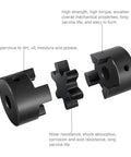Exploded view of Flexible L Jaw Coupling Set 1/2 To 3/4 Inch L075 3-Piece with Rubber Spider, durable NBR insert visible.