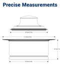 Black Kitchen Sink Flange Stopper Universal Fit For Three And A Half Inch Standard Sink Drain Hole Replacement Accessory For Garbage Disposals Durable Stainless Steel dimensions diagram with measurements shown in inches and centimeters.