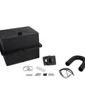 Beast Mode Dual Group 24 RV Battery Box With Dead Simple Vent Design, black, 18x14x14, with accessories for secure installation.