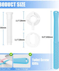 Heavy Duty Toilet Seat Screws Replacement Kit With Two Rapid Adjust Lifters And Heavy Plastic Bolts Nuts Washers, product sizes displayed.