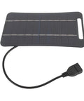 Your Go To Portable 5V 5W USB Solar Panel High Efficiency Monocrystalline Silicon Solar Charger With USB Output For Camping Travel Outdoor Home Lighting Small Power Black, showing a black panel with USB cable.