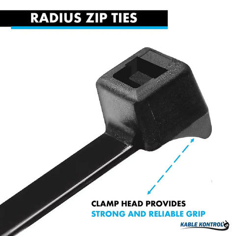 Radius Clamp Head Hose And Cable Ties 4 Inch 100 Pack Nylon Zip Ties With 18 Lbs Tensile Strength UV And Chemical Resistant Black
