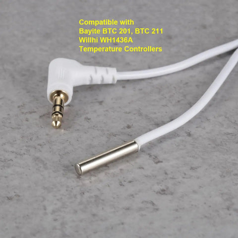 NTC 10K Temperature Probe Sensor With 3.5mm Audio Plug And 9.8ft Cable For Temperature Controllers Such As BTC 201 BTC 211 And Willhi WH1436A