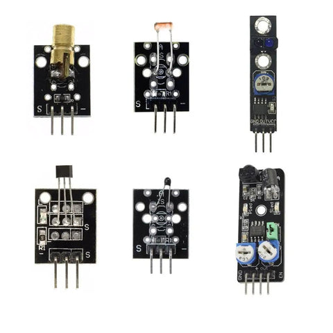Top Shelf 35 In One Electronic Sensor Module Quickstart Box With Legit Wiring Harness for DIY Arduino Uno, featuring six sensor modules.