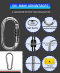 Beefy Heavy Duty Steel Carabiner Clip Set Rated 25kN 5600lbs with features like high quality and wear resistance shown