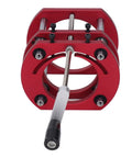 Heavy Duty Router Table Lift System Fits 64 66 Mm Motors, red aluminum base with lever and adjustment rods for woodworking.