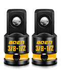 2 Pack 3/8 F to 1/2 M Impact Socket Adapters, 3/8 Drive For Ratchet Wrench, ANSI Standard, Deep Yellow Embossed Markings, CR-MO Steel