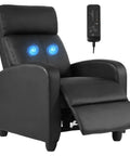 Leather Black Recliner Sofa Massage Chair With Home Theater Vibes Kick Back And Unwind With 8 Massage Modes 3 Intensity Levels