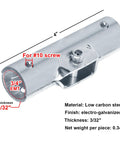 Eight Sets Structural Pipe Clamp Connectors For Three Quarter Inch EMT Direct Fit Bolts And Nuts Included showing dimensions and material